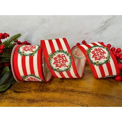 Fita Natalina Aramada 6,3cm Listra Feliz Natal 9,1... - BARBIZAN DECORE