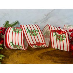 Fita Natalina Aramada 6,3cm Listra Pássaro Vermelh... - BARBIZAN DECORE
