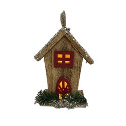 Casinha Natalina Marrom Com Gliter Dourado Led - 3... - BARBIZAN DECORE