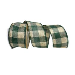 Fita Natalina Aramada 6,3cm Xadrez Verde E Natural... - BARBIZAN DECORE