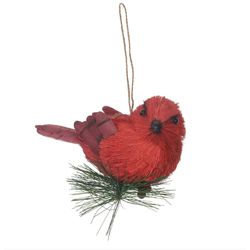 Pássaro Palha Decoração Natal Luxo Vermelho Enfeit... - BARBIZAN DECORE
