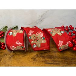 Fita Natalina Aramada 6,3cm Ginger Boneco Confeite... - BARBIZAN DECORE