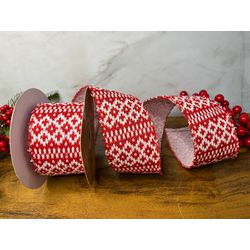 Fita Natalina 6,3cm Tricot Vermelho Branco 5mt - 3... - BARBIZAN DECORE