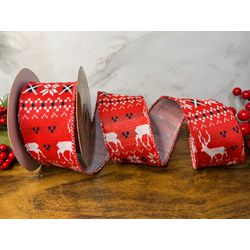 Fita Natalina 6,3cm Tricot Vermelho Branco Rena 5m... - BARBIZAN DECORE