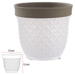 Vaso Cerâmica Texturizado Branco e Bege 12cm - 401... - BARBIZAN DECORE