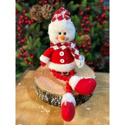 Boneco de Neve Natal Sentado Vermelho e Branco 40c... - BARBIZAN DECORE