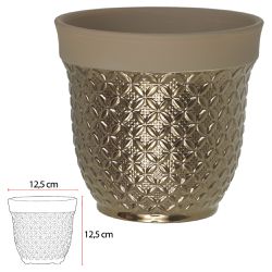 Vaso Cerâmica Texturizado Cobre e Bege 12cm - 4014... - BARBIZAN DECORE