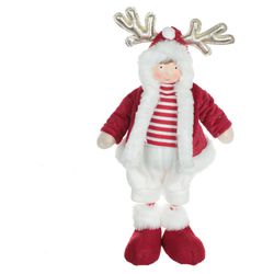 Boneco Natal Menino em Pé Vermelho e Branco Roupin... - BARBIZAN DECORE