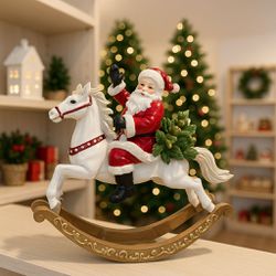 Papai Noel no Cavalo Decorativo Natal Resina 26cm ... - BARBIZAN DECORE