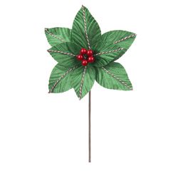 Flor Natalina Poinsetia Verde Vermelho - 42025 - BARBIZAN DECORE