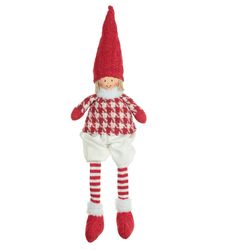 Boneco Criança Natal Sentado Xadrez Vermelho e Bra... - BARBIZAN DECORE