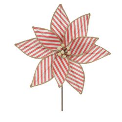 Flor Natalina Poinsetia Vermelha E Branca Listra -... - BARBIZAN DECORE