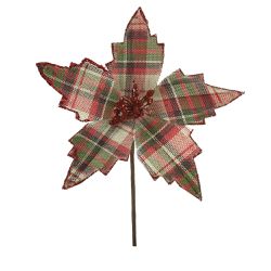 Flor Natalina Poinsetia Xadrez Vermelha E Verde - ... - BARBIZAN DECORE