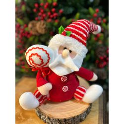 Boneco Papai Noel Sentado Com Pirulito 28cm Vermel... - BARBIZAN DECORE