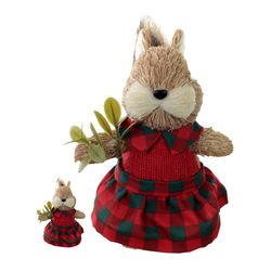 Esquilo Natal Menina Vestido Xadrez Vermelho Decor... - BARBIZAN DECORE