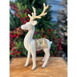 Rena Decorativa Em Resina Natal Branca E Bege Tran... - BARBIZAN DECORE