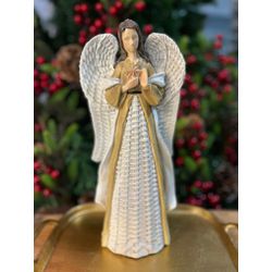 Anjo Em Resina Estrela Branco E Bege Decoração Nat... - BARBIZAN DECORE