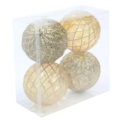 Jogo 4 Bolas De Natal Losango Glitter Dourada 10cm... - BARBIZAN DECORE