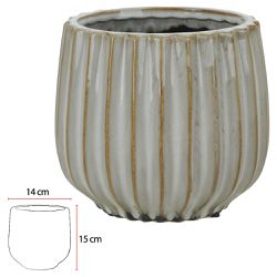 Vaso Cerâmica Bege 14cm - 40107 - BARBIZAN DECORE