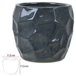 Vaso Cerâmica Geométrico Azul 11,5cm - 40102 - BARBIZAN DECORE