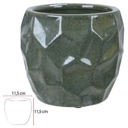 Vaso Cerâmica Geométrico Verde 11,5cm - 40103 - BARBIZAN DECORE