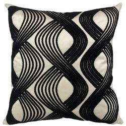 Almofada Veludo Bordado Kilim Preto 52x52cm - 4296 - BARBIZAN DECORE