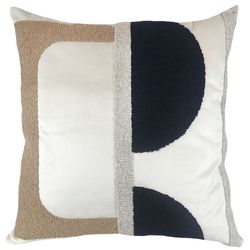 Almofada Veludo Off com Bordado Boucle Nude e Pret... - BARBIZAN DECORE