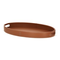 Bandeja Mdf Revestida em Courino M Marrom 42cm Mar... - BARBIZAN DECORE