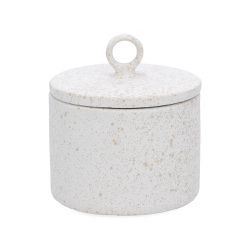 Pote Com Tampa Decorativo Em Ceramica Off White 17... - BARBIZAN DECORE