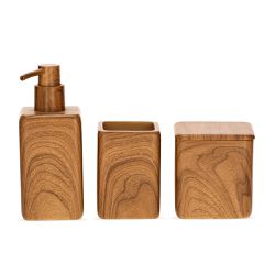 Kit Lavabo Em Polirresina 3 Peças Marrom Mart - 43... - BARBIZAN DECORE