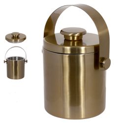 Balde Para Gelo Com Alça Aço Inox Dourado 1,5l - 4... - BARBIZAN DECORE