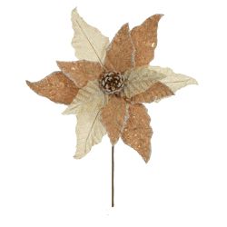 Flor Natalina Poinsetia Rustica Bege Juta Cortiça ... - BARBIZAN DECORE