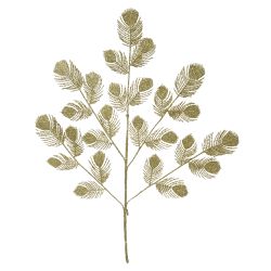 Galho Natalino Dourado Com Brilho Folha 60cm - 384... - BARBIZAN DECORE