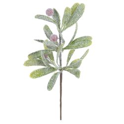 Galho Decorativo Natal Pick Folha Nevado Verde 24c... - BARBIZAN DECORE