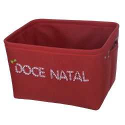Cesto Vermelho Tecido Decorativo Doce Natal - 386... - BARBIZAN DECORE
