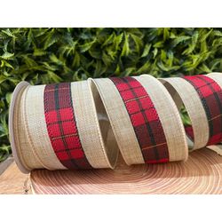 Fita Natalina Aramada 6,3cm Linho Com Xadrez 9,14m... - BARBIZAN DECORE