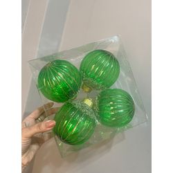 Jogo 4 Bolas Translucida Verde Ouro 10cm 4 Unidade... - BARBIZAN DECORE