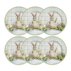 Jogo 6 Pratos Sobremesa em Cerâmica Betânia Páscoa... - BARBIZAN DECORE