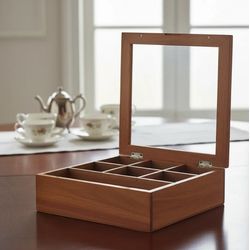 Caixa P/ Chá Especiarias Capsula Madeira Acacia 21... - BARBIZAN DECORE