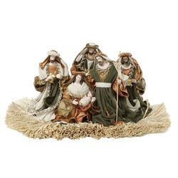 Cenário Presépio em Resina com Palha Verde e Doura... - BARBIZAN DECORE