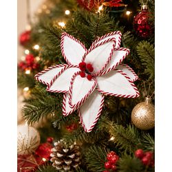 Flor Natalina Poinsetia Branco e Vermelho Natal Lu... - BARBIZAN DECORE