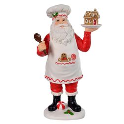 Papai Noel em Resina Gingerbread Vermelho e Branco... - BARBIZAN DECORE