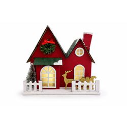 Casinha Natalina Dupla Com Led Decoração Cenario N... - BARBIZAN DECORE