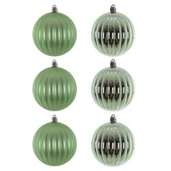 Tubo 6 Bolas De Natal Decoradas Gomo Verde Malva 8... - BARBIZAN DECORE