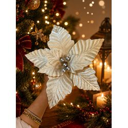 Flor Natalina Bico de Papagaio Champagne Avelulado... - BARBIZAN DECORE