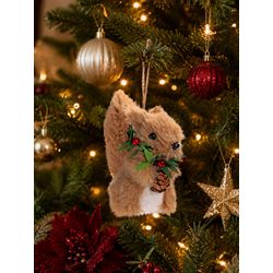 Enfeite Natal Esquilo Em Pé Pendurar Pinha Bege 10... - BARBIZAN DECORE