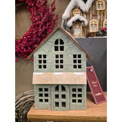 Casinha Em Tecido Verde Decor Natal Vila Natalina ... - BARBIZAN DECORE
