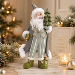 Papai Noel Verde Mint De Resina Decoração Natal Lu... - BARBIZAN DECORE