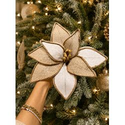 Flor De Natal Bico De Papagaio Rustica Juta Bege -... - BARBIZAN DECORE