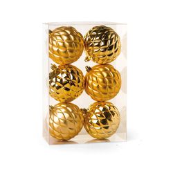 Jogo 6 Bolas Losango Dourado 8cm Cromus Natal Fosc... - BARBIZAN DECORE